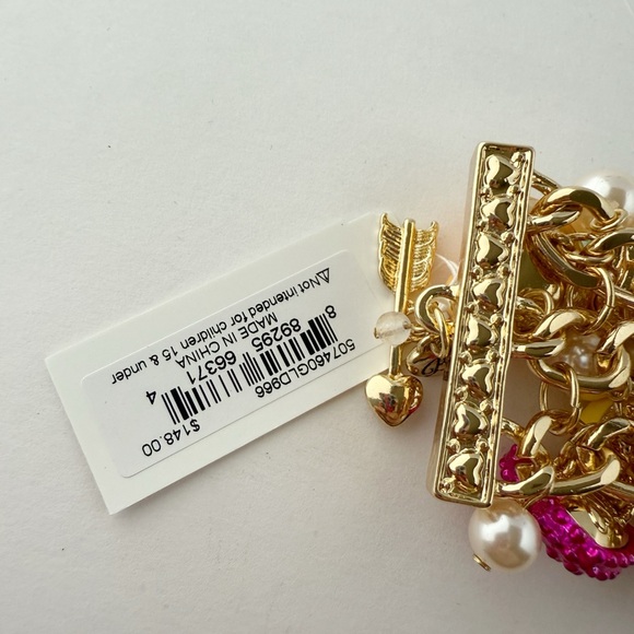 Betsey Johnson Conversation Hearts Candy Faux Pearl Valentines Day Bracelet - Picture 8 of 8